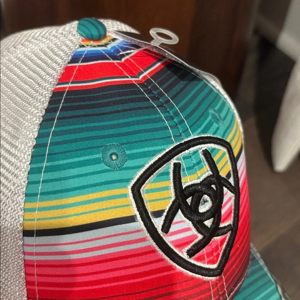 Ariat Serape Striped Ball Cap,mesh back,snapback,embroidered logo,6 vent panel - Picture 6 of 10